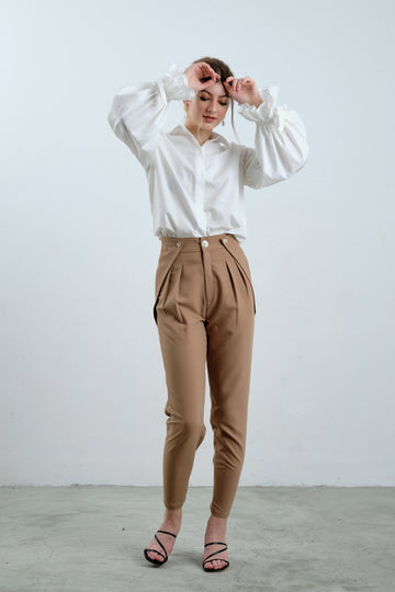 The Ankle Pants in Button Hem - Élan Studio LLC