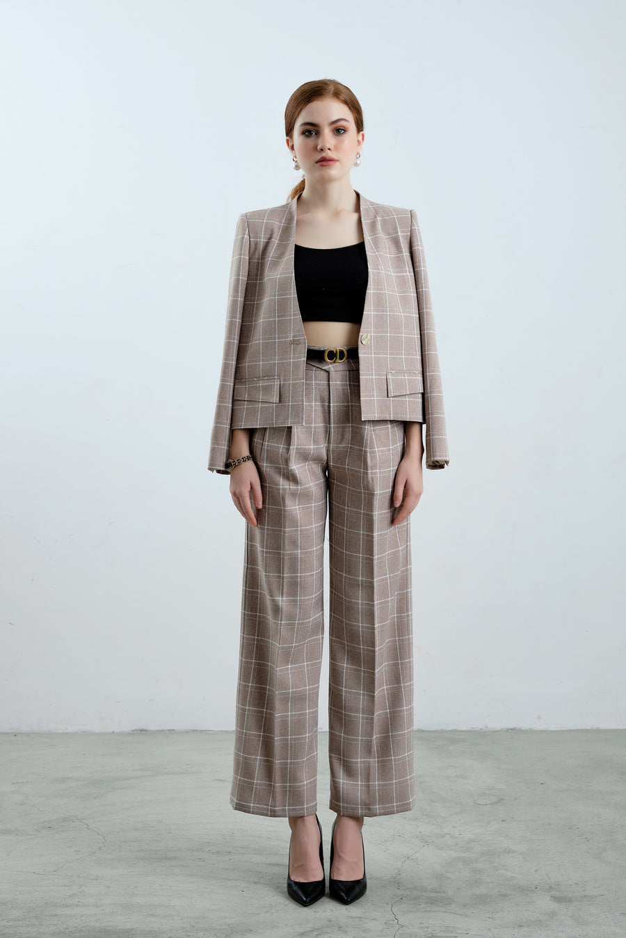 Plaid Cotton Blazer and Trousers - Élan Studio LLC