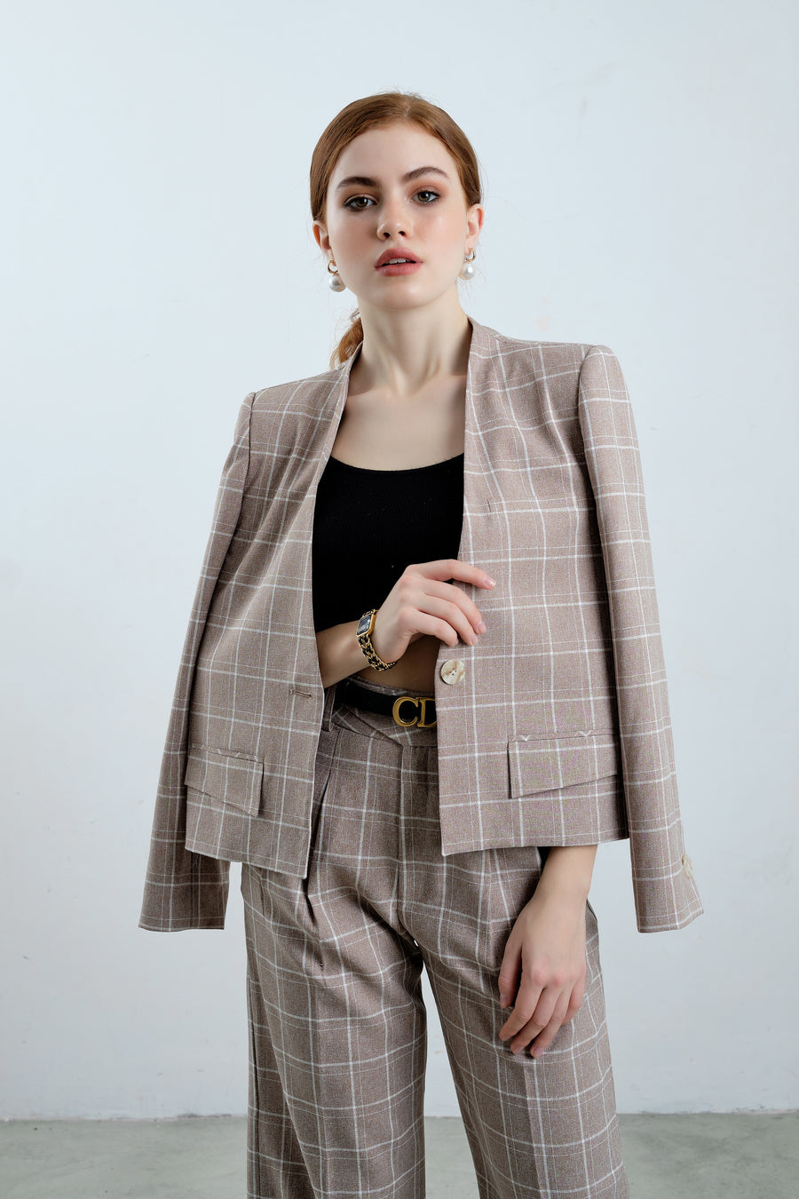 Plaid Cotton Blazer and Trousers - Élan Studio LLC