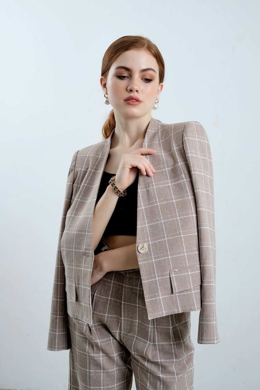 Plaid Cotton Blazer and Trousers - Élan Studio LLC