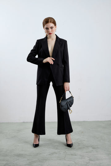 Open Back Black Blazer with Pants - Élan Studio LLC