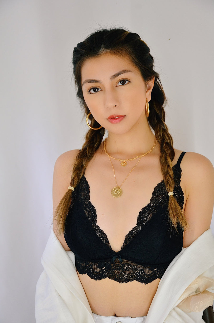 Black Floral Triangle Bralette - Élan Studio LLC