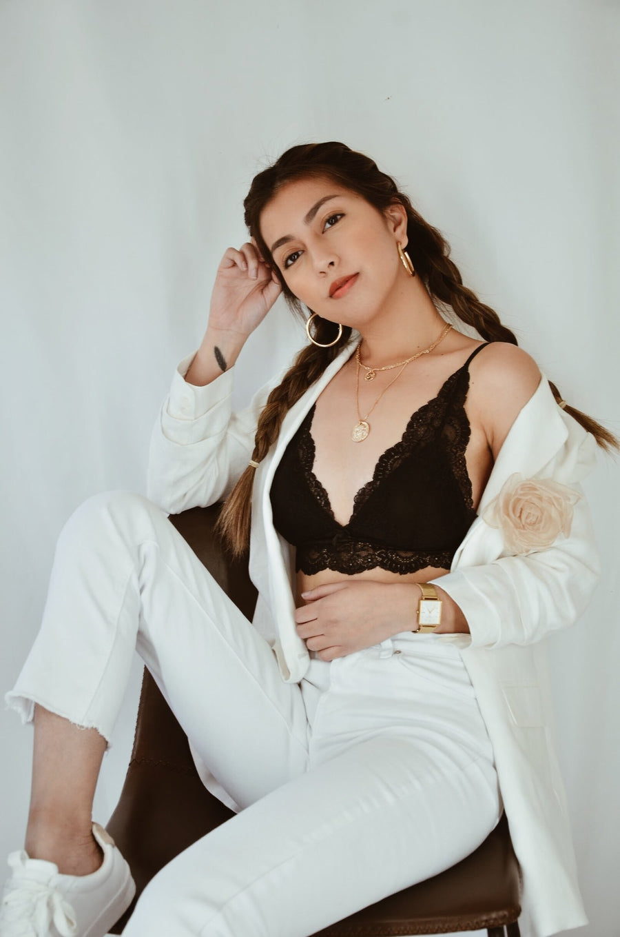 Black Floral Triangle Bralette - Élan Studio LLC