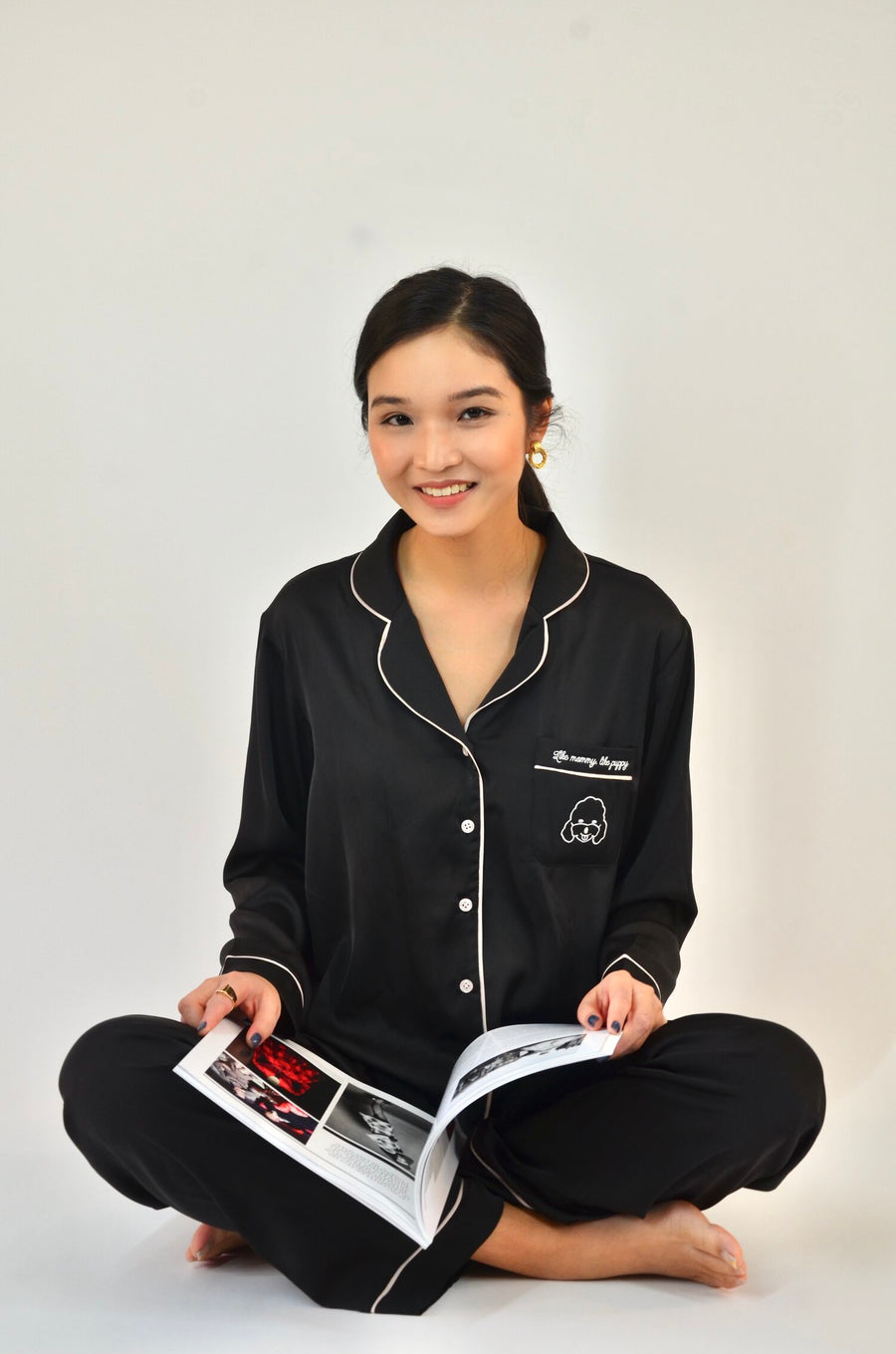 Black Silk Pajama Set - Élan Studio LLC