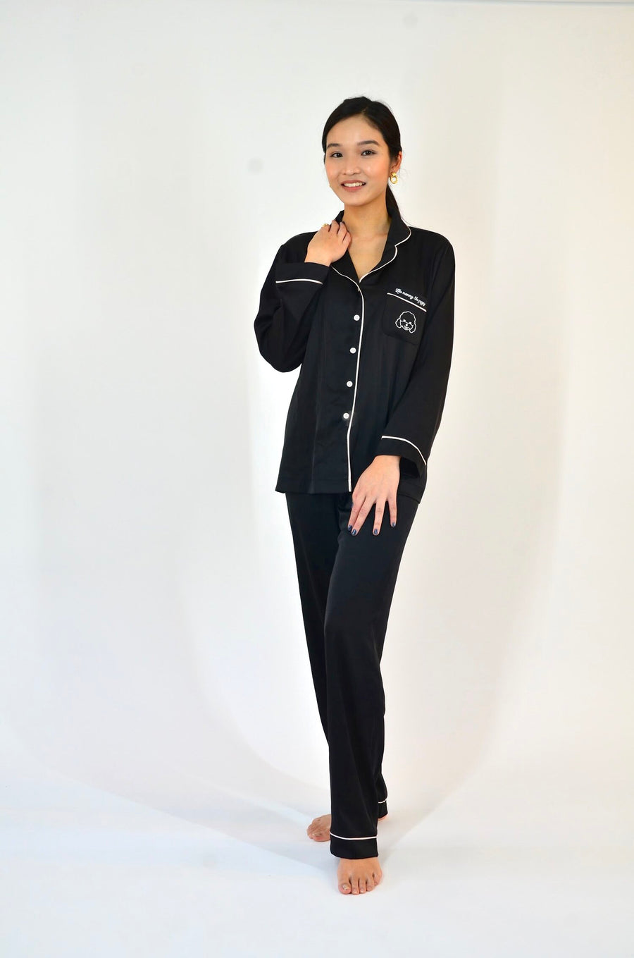 Black Silk Pajama Set - Élan Studio LLC