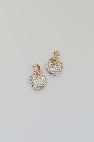 Pave Heart Drop Earrings