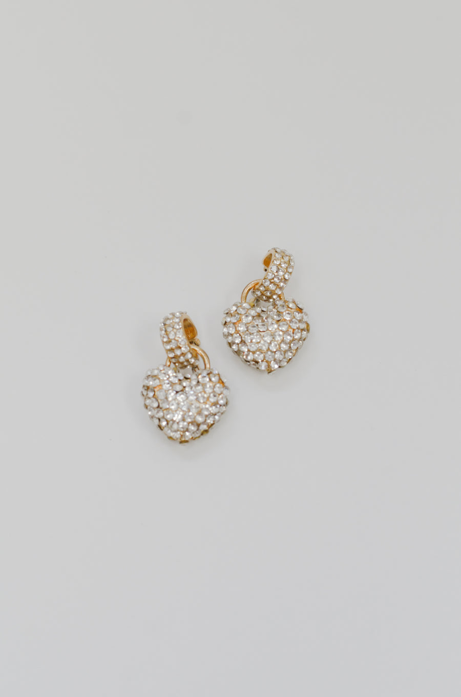 Pave Heart Drop Earrings