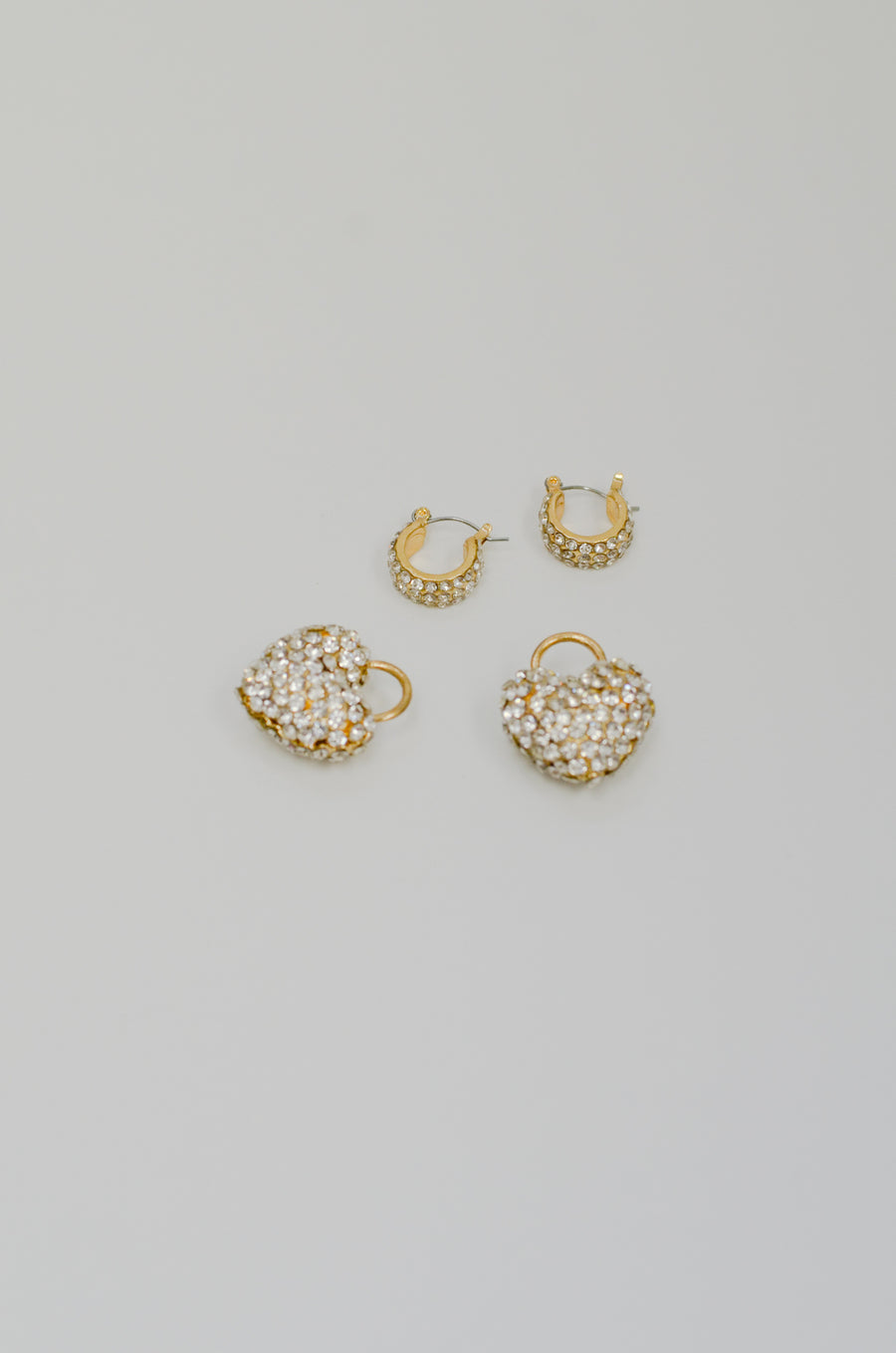 Pave Heart Drop Earrings