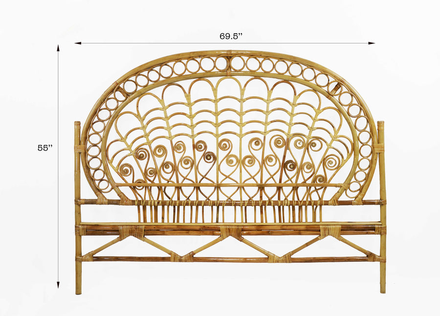 Peacock Rattan Wicker King Headboard