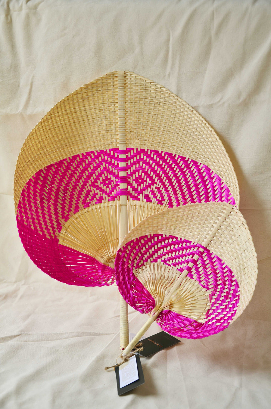 La Botanica Palm Leaf Pink Hand Fan