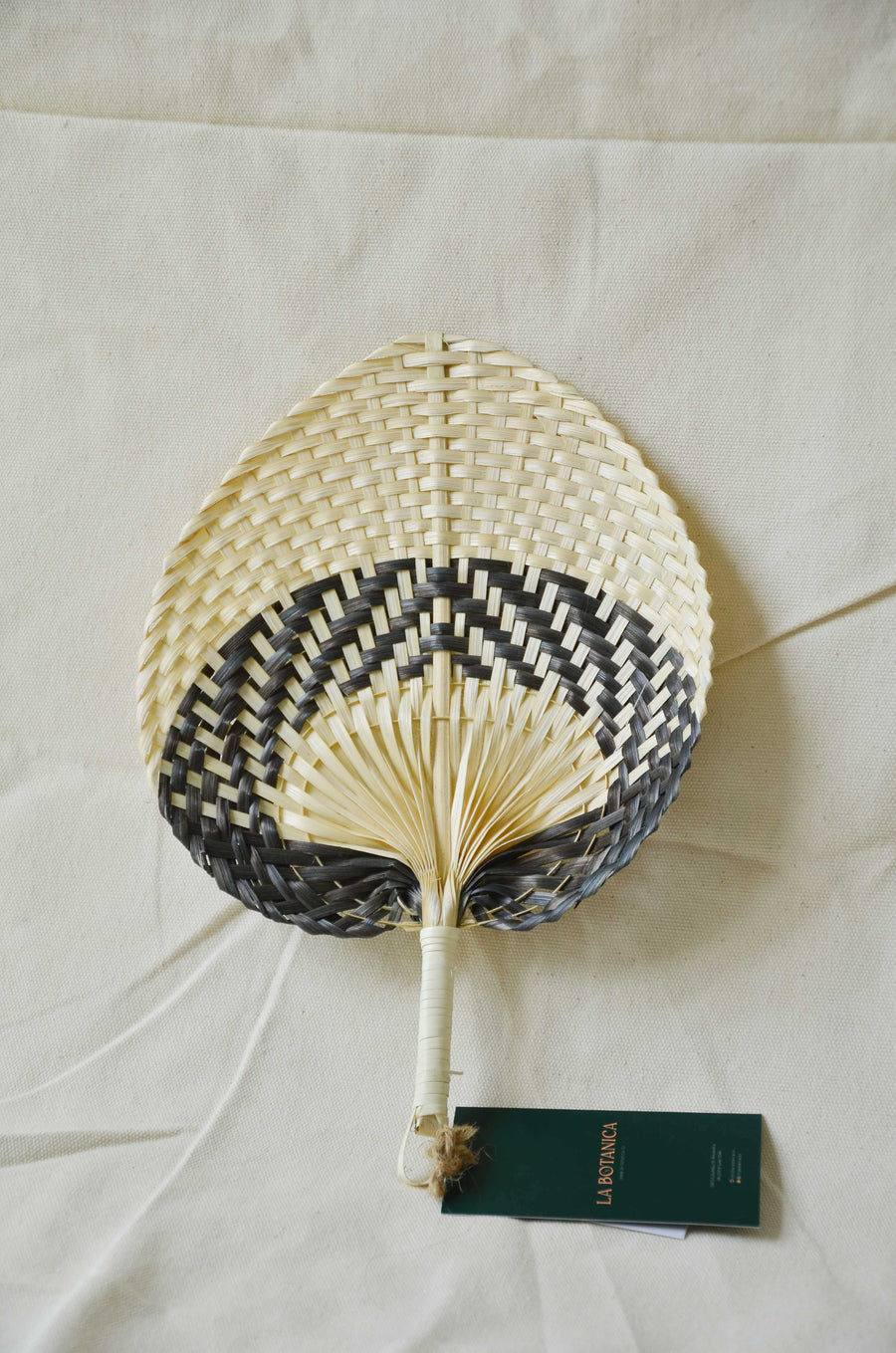 La Botanica Palm Leaf Black Hand Fan