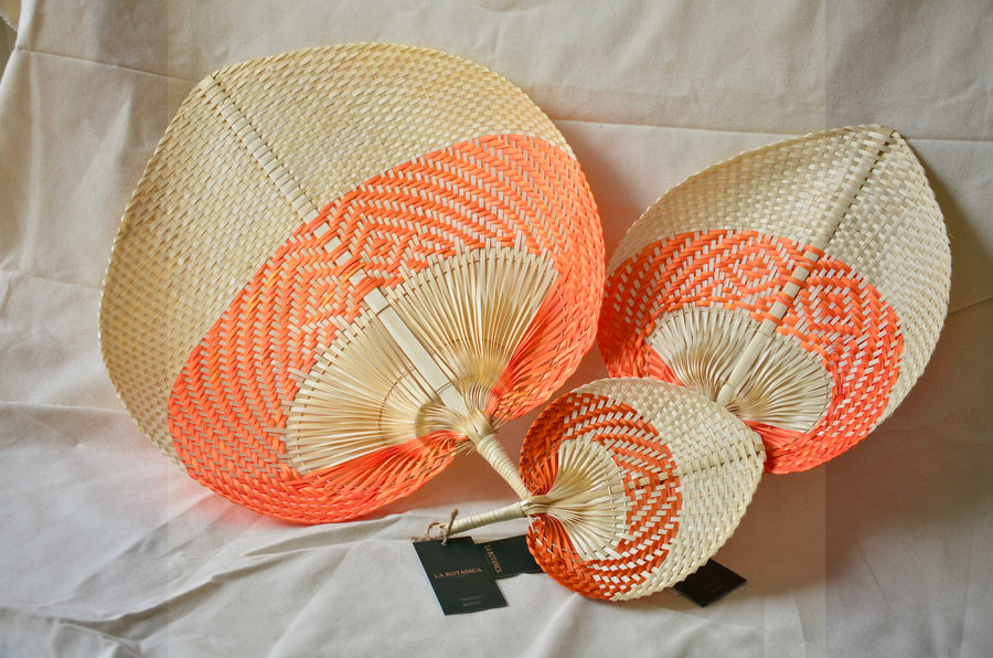 La Botanica Palm Leaf Orange Hand Fan