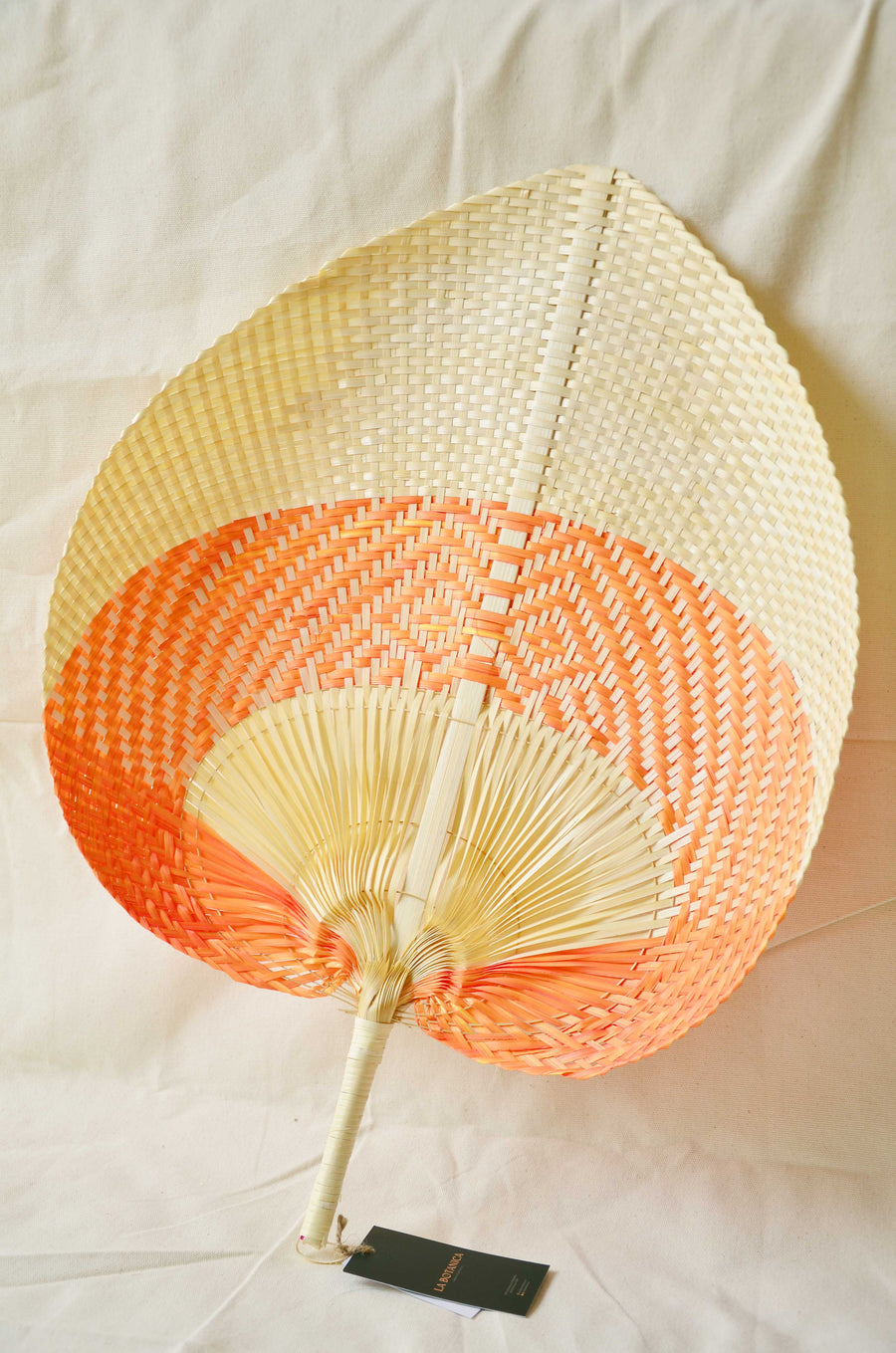 La Botanica Palm Leaf Orange Hand Fan