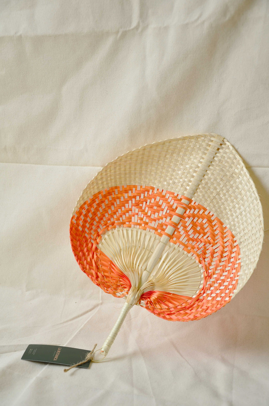 La Botanica Palm Leaf Orange Hand Fan