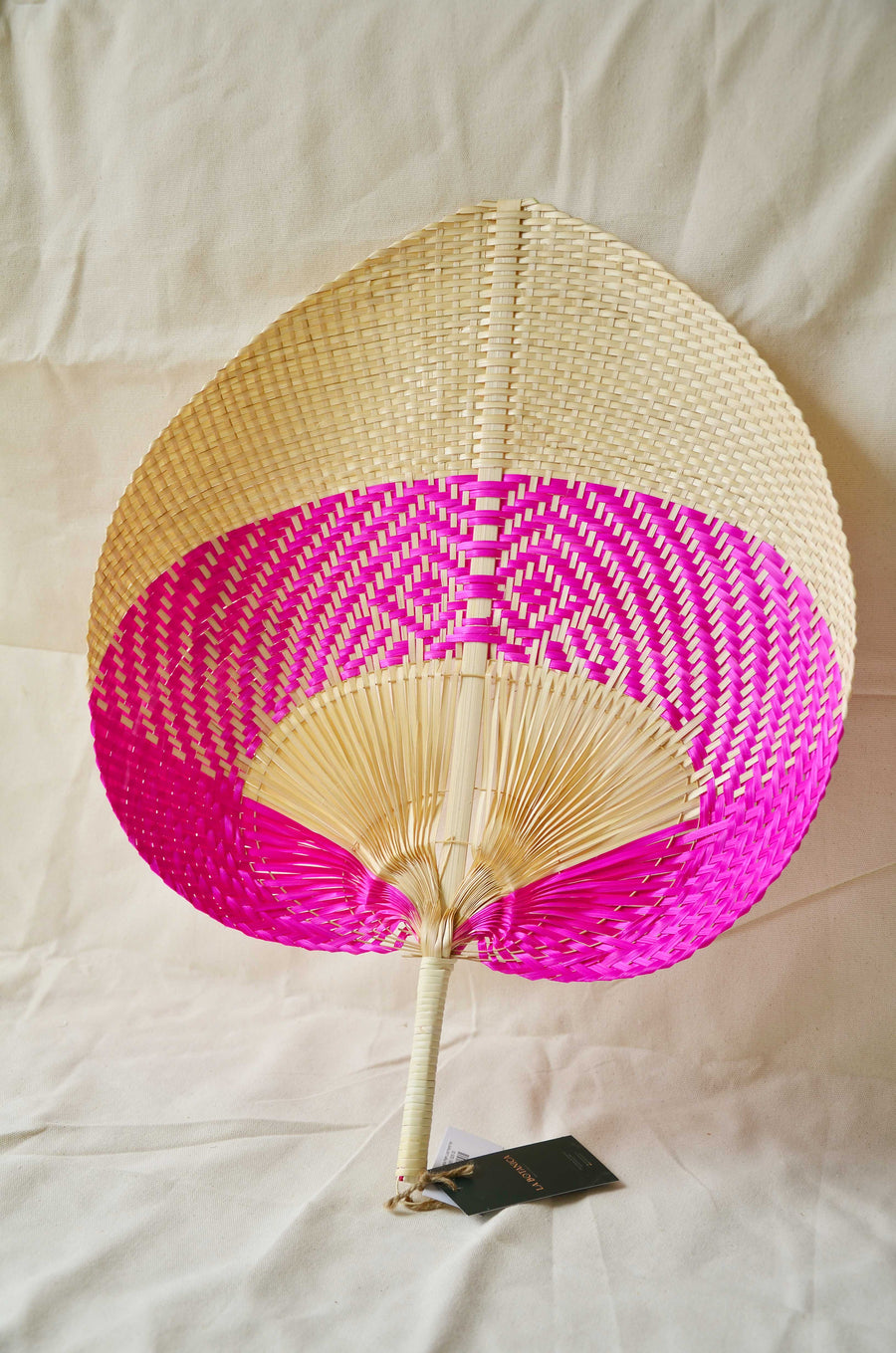 La Botanica Palm Leaf Pink Hand Fan