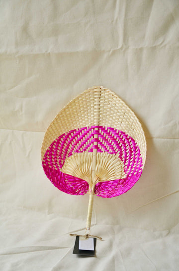 La Botanica Palm Leaf Pink Hand Fan