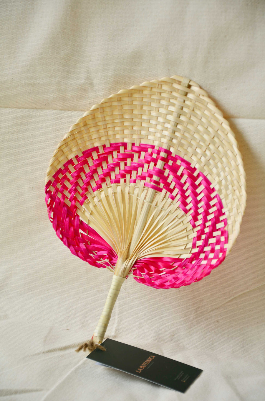 La Botanica Palm Leaf Dark Pink Hand Fan