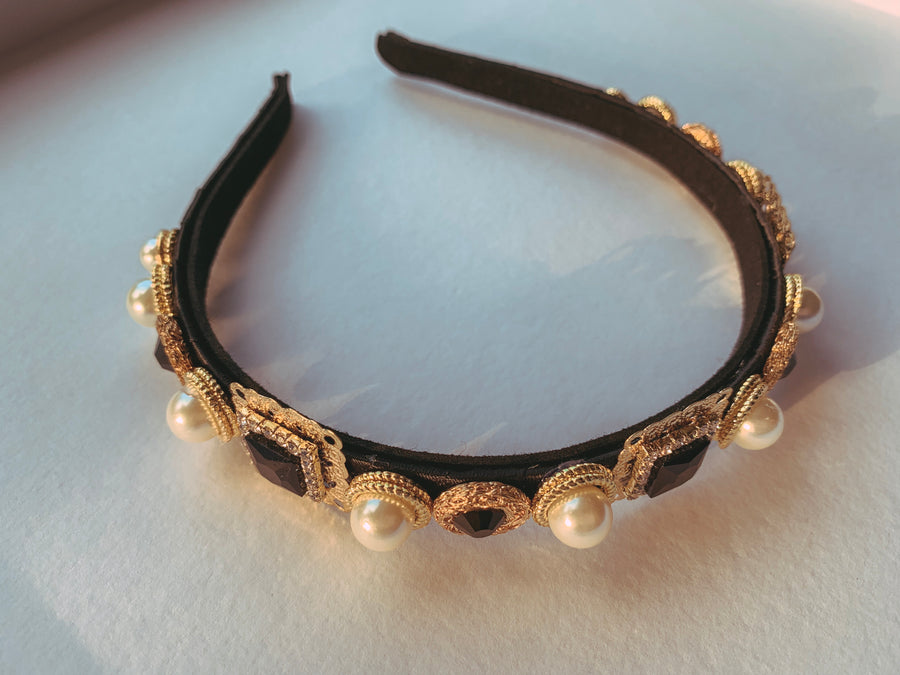 Black Rhinestone Princess Headband - Élan Studio LLC