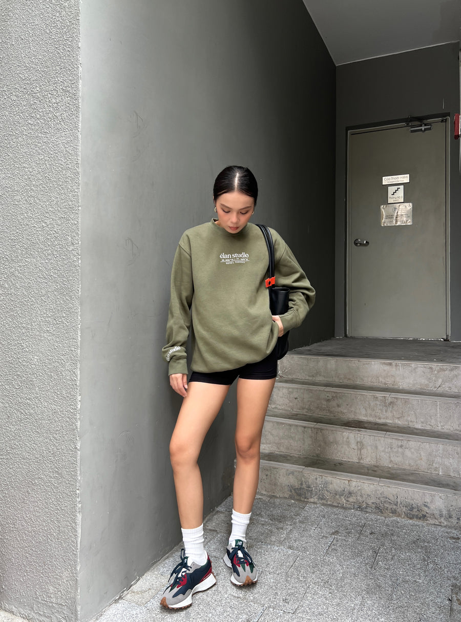 Élan Crewneck Olive-White Sweatshirt