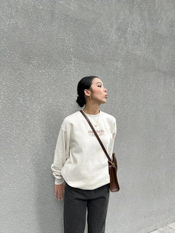 Élan Crewneck Cream-Brown Sweatshirt