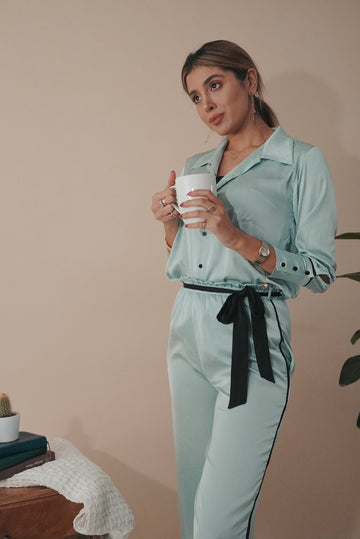 Mint Silk Pajama Set - Élan Studio LLC