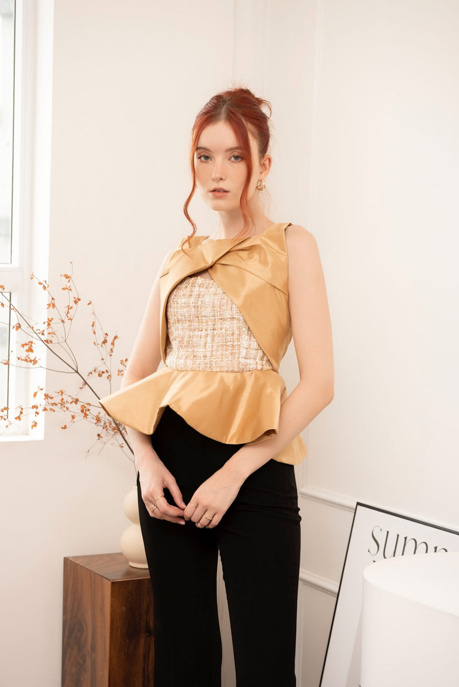 Carissa Taffeta Peplum Top