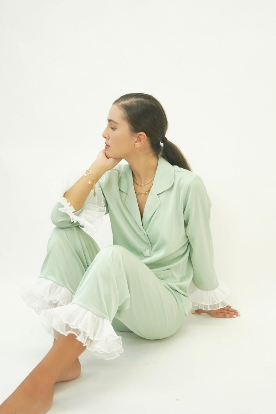 Sage Silk Pajama Set