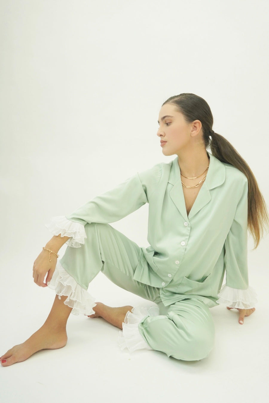 Sage Silk Pajama Set