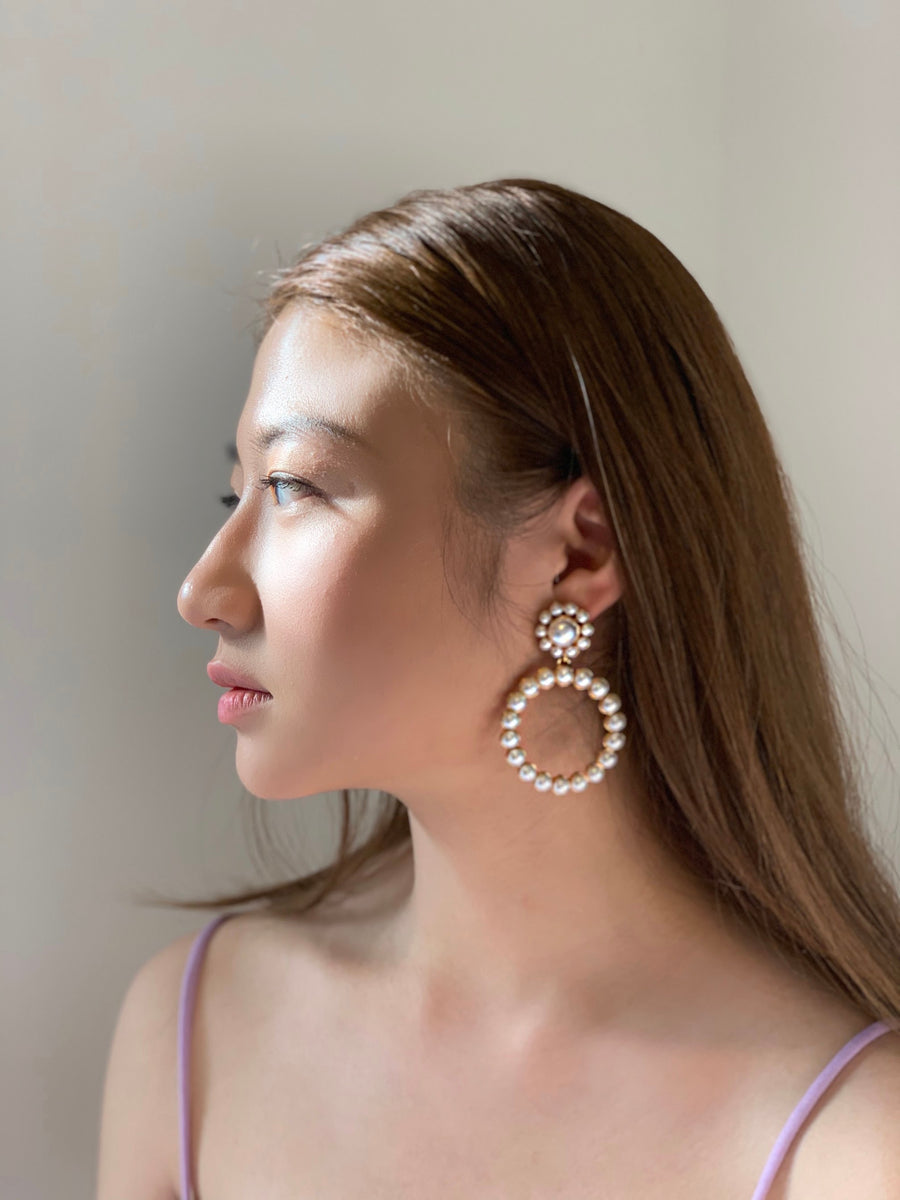 Pearl Charm Statement Earrings - Élan Studio LLC