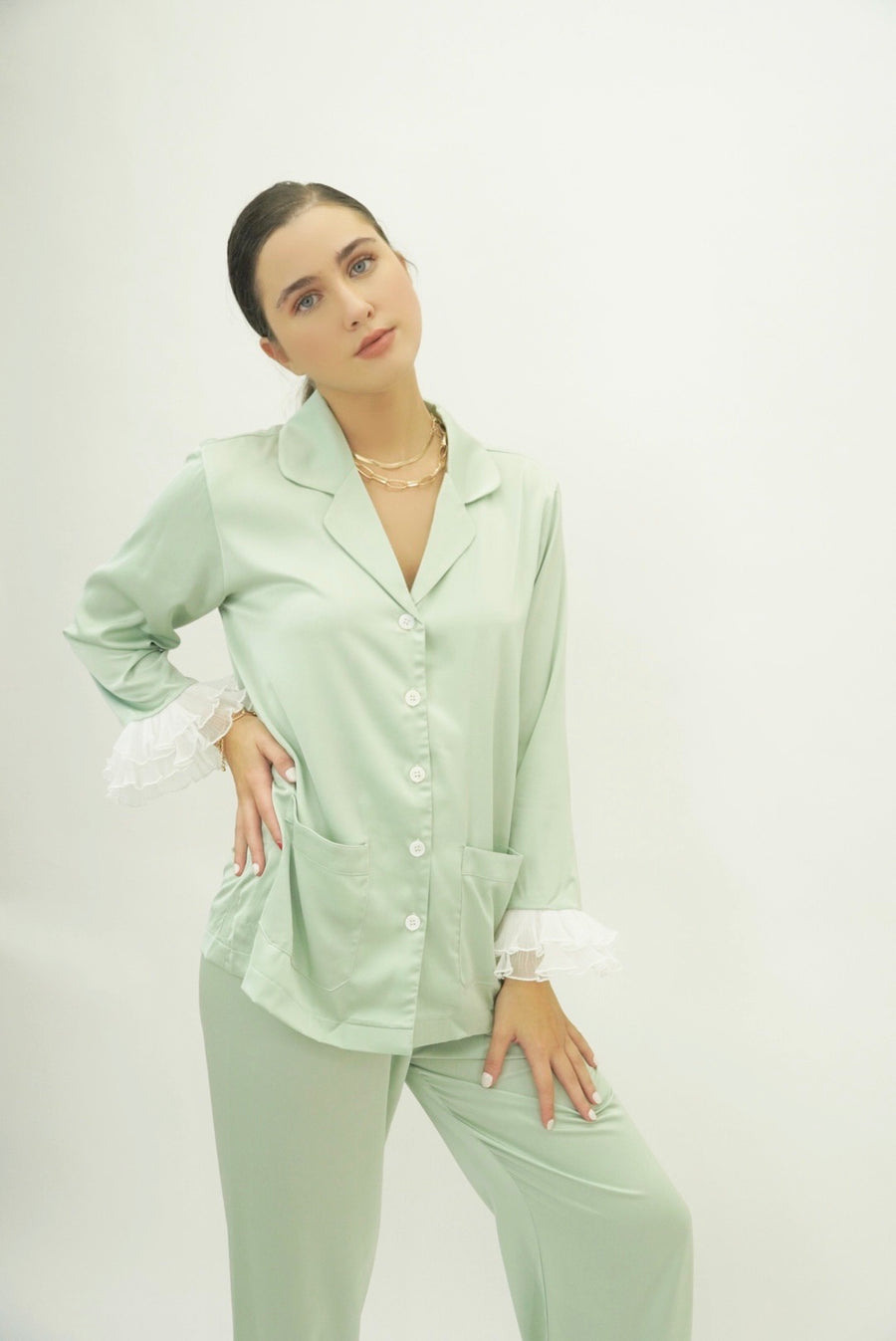 Sage Silk Pajama Set