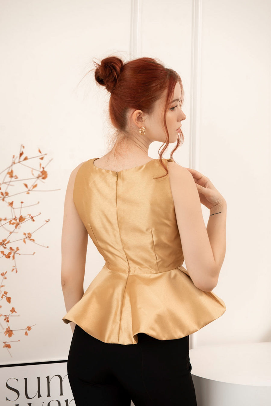 Carissa Taffeta Peplum Top