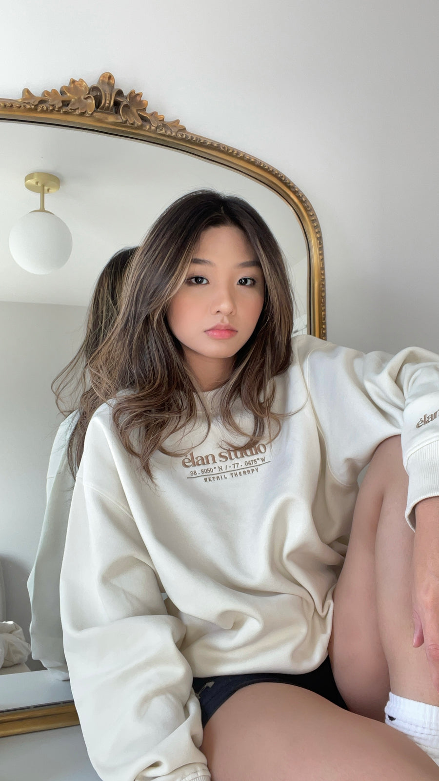 Élan Crewneck Cream-Brown Sweatshirt