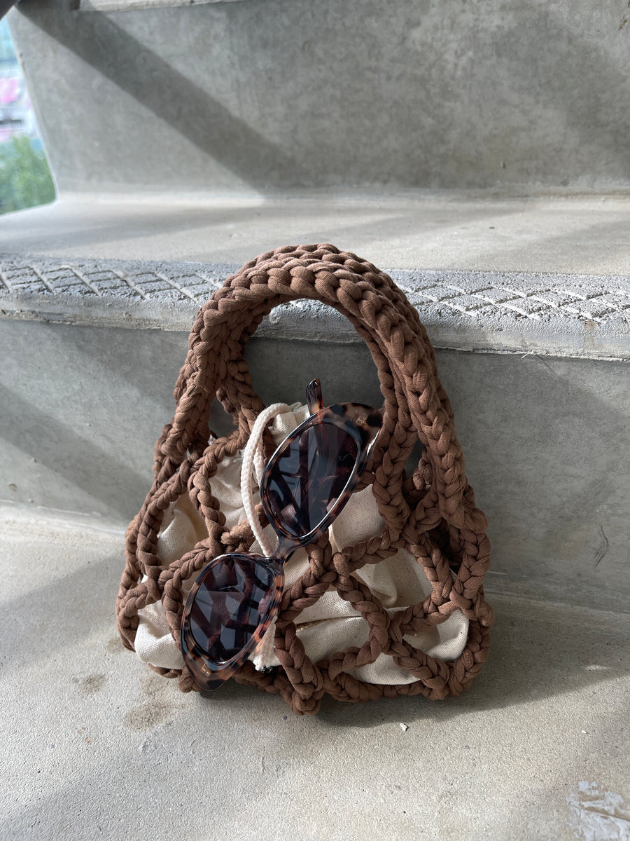 Crochet Micro Bag, Brown