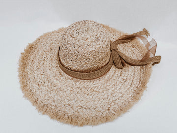 Frayed Summer Hat with Ribbon